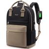 imageLOVEVOOK Laptop Backpack for Women Men 156 Inch Laptop Bag with USB Port Fashion Waterproof Backpacks Teacher Nurse Stylish Travel Bags Vintage Daypacks Bookbag for College School WorkKhaki  Black