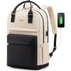 imageLOVEVOOK Laptop Backpack for Women Men 156 Inch Laptop Bag with USB Port Fashion Waterproof Backpacks Teacher Nurse Stylish Travel Bags Vintage Daypacks Bookbag for College School WorkBlack  Beige
