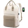 imageLOVEVOOK Laptop Backpack for Women Men 156 Inch Laptop Bag with USB Port Fashion Waterproof Backpacks Teacher Nurse Stylish Travel Bags Vintage Daypacks Bookbag for College School WorkKhaki  Pinkish Beige