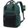 imageLOVEVOOK Laptop Backpack for Women Men 156 Inch Laptop Bag with USB Port Fashion Waterproof Backpacks Teacher Nurse Stylish Travel Bags Vintage Daypacks Bookbag for College School WorkBlack  Green