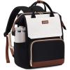 imageLOVEVOOK Laptop Backpack for Women with Giant Tumbler Holder Pocket 156 inch Travel Work Backpack Purse for Nurse Teacher Waterproof School Bag College Bookbag Cute Casual Daypack for GirlsBlack White Brown