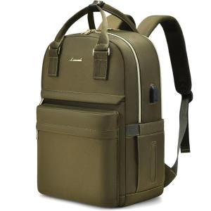 imageLOVEVOOK Laptop Backpack for Women Men 156 Inch Laptop Bag with USB Port Fashion Waterproof Backpacks Teacher Nurse Stylish Travel Bags Vintage Daypacks Bookbag for College School WorkArmy Green