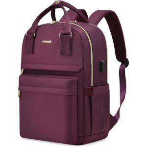 imageLOVEVOOK Laptop Backpack for Women Men 156 Inch Laptop Bag with USB Port Fashion Waterproof Backpacks Teacher Nurse Stylish Travel Bags Vintage Daypacks Bookbag for College School WorkWine Red