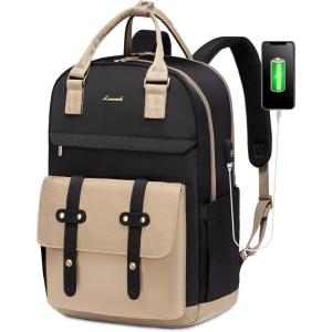 imageLOVEVOOK Laptop Backpack for Women Men 156 Inch Laptop Bag with USB Port Fashion Waterproof Backpacks Teacher Nurse Stylish Travel Bags Vintage Daypacks Bookbag for College School WorkZkhaki  Black