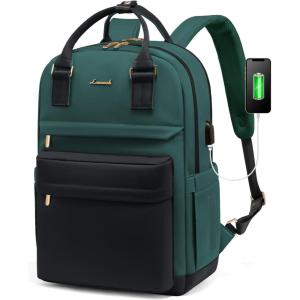 imageLOVEVOOK Laptop Backpack for Women Men 156 Inch Laptop Bag with USB Port Fashion Waterproof Backpacks Teacher Nurse Stylish Travel Bags Vintage Daypacks Bookbag for College School WorkBlack  Green