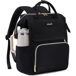 imageLOVEVOOK Laptop Backpack for Women with Giant Tumbler Holder Pocket 156 inch Travel Work Backpack Purse for Nurse Teacher Waterproof School Bag College Bookbag Cute Casual Daypack for GirlsBlack