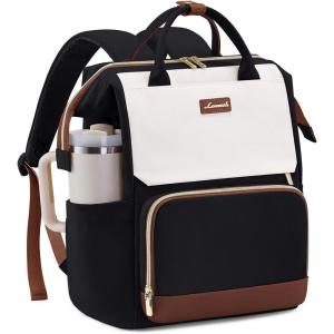 imageLOVEVOOK Laptop Backpack for Women with Giant Tumbler Holder Pocket 156 inch Travel Work Backpack Purse for Nurse Teacher Waterproof School Bag College Bookbag Cute Casual Daypack for GirlsBlack White Brown