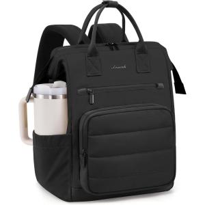 imageLOVEVOOK Puffer Laptop Backpack for Women 156 Inch Work Backpack purse for Nurse Teacher College Back to School Bookbag for Teen Girls Personal Item Travel Bag Computer Daypack for Daily CommuteBlack