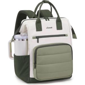 imageLOVEVOOK Puffer Laptop Backpack for Women 156 Inch Work Backpack purse for Nurse Teacher College Back to School Bookbag for Teen Girls Personal Item Travel Bag Computer Daypack for Daily CommuteGreenbeige