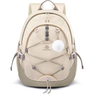 imageLOVEVOOK School Backpack for Teen Girls Waterproof Student Backpack Purse Cute Kid Bookbag with Chest Strap Back to School Backpacks Fit 156 Inch Laptop College Travel Back Pack Casual DaypackBeigekhaki
