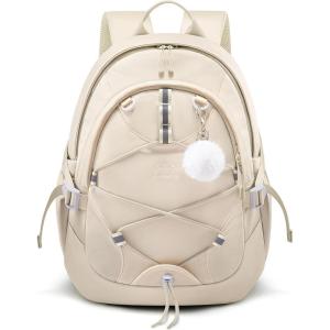 imageLOVEVOOK School Backpack for Teen Girls Waterproof Student Backpack Purse Cute Kid Bookbag with Chest Strap Back to School Backpacks Fit 156 Inch Laptop College Travel Back Pack Casual DaypackBeige