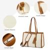 imageLOVEVOOK 156inch Canvas Laptop Tote with Clutch for Women  Lightweight Large Capacity for Work Travel SchoolBeige