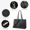 imageLOVEVOOK 156inch Canvas Laptop Tote with Clutch for Women  Lightweight Large Capacity for Work Travel SchoolBlack  Leather