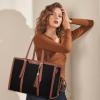 imageLOVEVOOK 156inch Canvas Laptop Tote with Clutch for Women  Lightweight Large Capacity for Work Travel SchoolBlackbrown