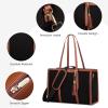 imageLOVEVOOK 156inch Canvas Laptop Tote with Clutch for Women  Lightweight Large Capacity for Work Travel SchoolBlackbrown