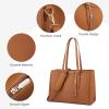 imageLOVEVOOK 156inch Canvas Laptop Tote with Clutch for Women  Lightweight Large Capacity for Work Travel SchoolBrown  Leather