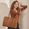 imageLOVEVOOK 156inch Canvas Laptop Tote with Clutch for Women  Lightweight Large Capacity for Work Travel SchoolBrown  Leather