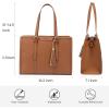 imageLOVEVOOK 156inch Canvas Laptop Tote with Clutch for Women  Lightweight Large Capacity for Work Travel SchoolBrown  Leather