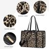 imageLOVEVOOK 156inch Canvas Laptop Tote with Clutch for Women  Lightweight Large Capacity for Work Travel SchoolLeopard Print