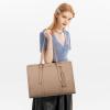 imageLOVEVOOK 156inch Canvas Laptop Tote with Clutch for Women  Lightweight Large Capacity for Work Travel SchoolLight Brown