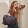 imageLOVEVOOK 156inch Canvas Laptop Tote with Clutch for Women  Lightweight Large Capacity for Work Travel SchoolLight Purple Embossedp