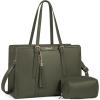 imageLOVEVOOK 156inch Canvas Laptop Tote with Clutch for Women  Lightweight Large Capacity for Work Travel SchoolOlive Green