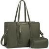 imageLOVEVOOK 156inch Canvas Laptop Tote with Clutch for Women  Lightweight Large Capacity for Work Travel SchoolOlive Green