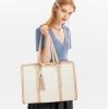 imageLOVEVOOK 156inch Canvas Laptop Tote with Clutch for Women  Lightweight Large Capacity for Work Travel SchoolPearl Whitebeige