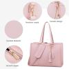 imageLOVEVOOK 156inch Canvas Laptop Tote with Clutch for Women  Lightweight Large Capacity for Work Travel SchoolPink