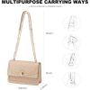 imageLOVEVOOK Crossbody Bags for Women Leather Quilted Shoulder Bag with Chain Strap Trendy Clutch Satchel Ladies Evening BagNudebeige