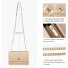 imageLOVEVOOK Crossbody Bags for Women Leather Quilted Shoulder Bag with Chain Strap Trendy Clutch Satchel Ladies Evening BagType VNudebeige
