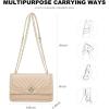 imageLOVEVOOK Crossbody Bags for Women Leather Quilted Shoulder Bag with Chain Strap Trendy Clutch Satchel Ladies Evening BagType VNudebeige