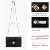 imageLOVEVOOK Crossbody Bags for Women Leather Quilted Shoulder Bag with Chain Strap Trendy Clutch Satchel Ladies Evening BagType XBlack
