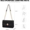 imageLOVEVOOK Crossbody Bags for Women Leather Quilted Shoulder Bag with Chain Strap Trendy Clutch Satchel Ladies Evening BagType XBlack
