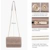 imageLOVEVOOK Crossbody Bags for Women Leather Quilted Shoulder Bag with Chain Strap Trendy Clutch Satchel Ladies Evening BagType XLight Beige