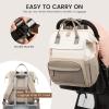 imageLOVEVOOK Diaper Bag Backpack Baby Bag with Changing Station Large Diaper Backpack for Mom Dads Waterproof Mommy Bag for Boy and Girl Travel Essential Baby Shower BlackBeigeKhakibeige