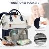 imageLOVEVOOK Diaper Bag Backpack Baby Bag with Changing Station Large Diaper Backpack for Mom Dads Waterproof Mommy Bag for Boy and Girl Travel Essential Baby Shower BlackBeigeNavy Bluebeige