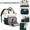imageLOVEVOOK Laptop Backpack for Women 156 Inch Work Business Backpacks Purse With Large Capacity Waterproof Nurse Bag College Bookbag for School Waterproof Casual Daypack for TravelWhitegreenblack