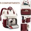 imageLOVEVOOK Laptop Backpack for Women 156 Inch Work Business Backpacks Purse With Large Capacity Waterproof Nurse Bag College Bookbag for School Waterproof Casual Daypack for TravelBeigewine Red