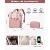 imageLOVEVOOK Laptop Backpack for Women 156 Inch Work Laptop Bag with USB Port Fashion Teacher Nurse Backpack Purse Waterproof Travel Computer Backpack with Organizer Bag 2PCS BeigeKhakiBeige  Pink