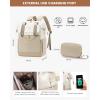 imageLOVEVOOK Laptop Backpack for Women 156 Inch Work Laptop Bag with USB Port Fashion Teacher Nurse Backpack Purse Waterproof Travel Computer Backpack with Organizer Bag 2PCS BeigeKhakiBeige  Khaki