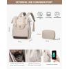 imageLOVEVOOK Laptop Backpack for Women 156 Inch Work Laptop Bag with USB Port Fashion Teacher Nurse Backpack Purse Waterproof Travel Computer Backpack with Organizer Bag 2PCS BeigeKhakiBeige  Nude