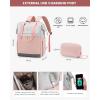 imageLOVEVOOK Laptop Backpack for Women 156 Inch Work Laptop Bag with USB Port Fashion Teacher Nurse Backpack Purse Waterproof Travel Computer Backpack with Organizer Bag 2PCS BeigeKhakiGrey  Pink
