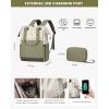 imageLOVEVOOK Laptop Backpack for Women 156 Inch Work Laptop Bag with USB Port Fashion Teacher Nurse Backpack Purse Waterproof Travel Computer Backpack with Organizer Bag 2PCS BeigeKhakiBeige  Bean Green