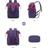 imageLOVEVOOK Laptop Backpack for Women 156 Inch Work Laptop Bag with USB Port Fashion Teacher Nurse Backpack Purse Waterproof Travel Computer Backpack with Organizer Bag 2PCS BeigeKhakiBlue  Purple