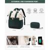 imageLOVEVOOK Laptop Backpack for Women 156 Inch Work Laptop Bag with USB Port Fashion Teacher Nurse Backpack Purse Waterproof Travel Computer Backpack with Organizer Bag 2PCS BeigeKhakiBeige Green