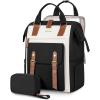 imageLOVEVOOK Laptop Backpack for Women Teacher Bag Work Backpack Purse Laptop Computer Back Pack Business Travel Backpack Nursing College School Bookbag 156 Inch BlackBeigeBrownBlackbeigebrown