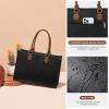 imageLOVEVOOK Laptop Tote Bag for Women 156 Inch Large Capacity Vintage Leather Work Computer Bag Business Casual Shoulder Handbag Dark BrownBlack  Brown