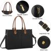 imageLOVEVOOK Laptop Tote Bag for Women 156 Inch Large Capacity Vintage Leather Work Computer Bag Business Casual Shoulder Handbag Dark BrownBlack  Brown