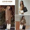 imageLOVEVOOK Laptop Tote Bag for Women 156 Inch Large Capacity Vintage Leather Work Computer Bag Business Casual Shoulder Handbag Dark BrownBlack  White  Brown